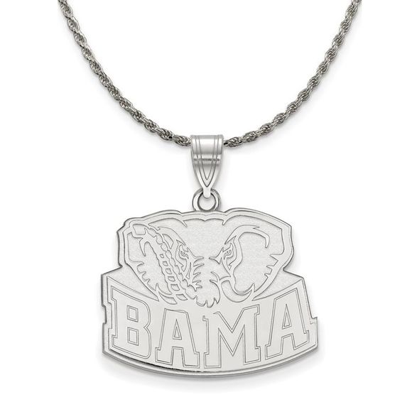 Sterling Silver U. of Alabama Large Pendant Necklace - 26 Inch